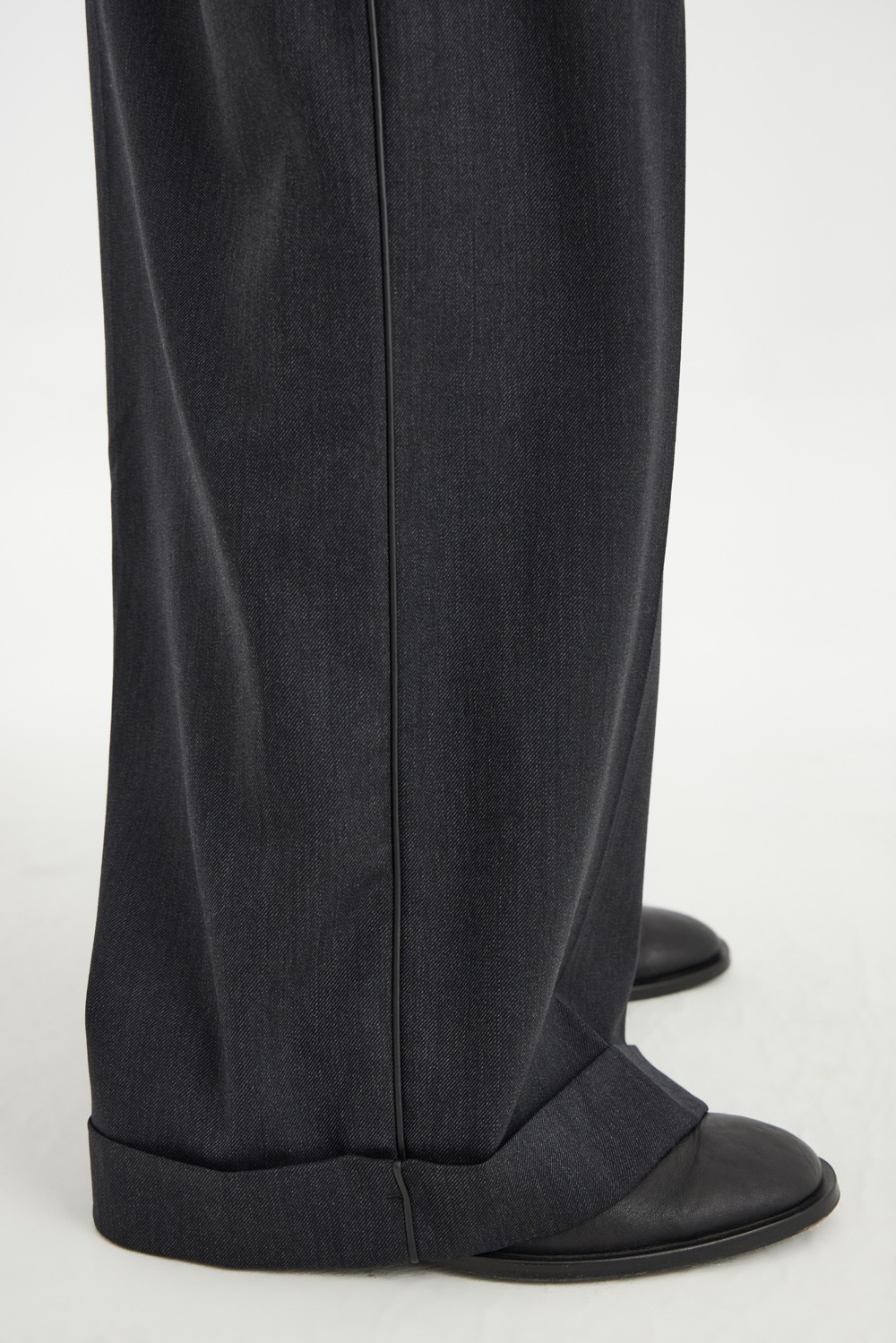 Leather-Trim Wide Pants
